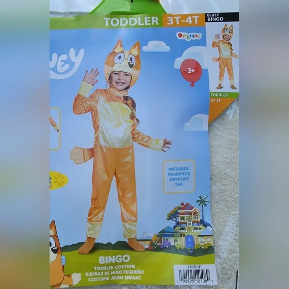 NEW toddler boy girl Bluey main character Bingo Halloween costume size 3t/4t